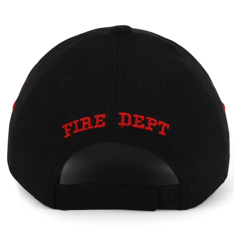 AborenCo Fire Department - First in Last Out, Fireman Officer Gear, Uniform Baseball Cap Hat, Adjustable (Black & Flame) - Image 4